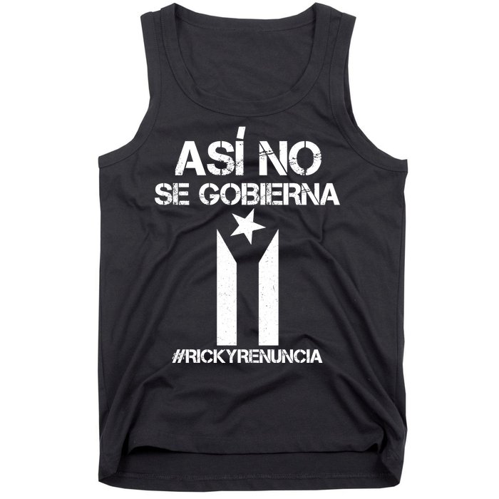 Ricky Renuncia Bandera Negra Puerto Rico Tank Top