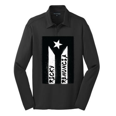 Ricky Renuncia Puerto Rico Flag Silk Touch Performance Long Sleeve Polo