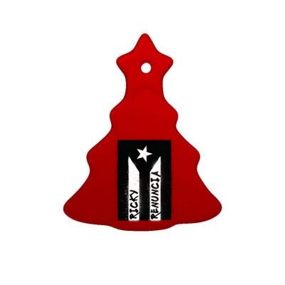 Ricky Renuncia Puerto Rico Flag Ceramic Tree Ornament