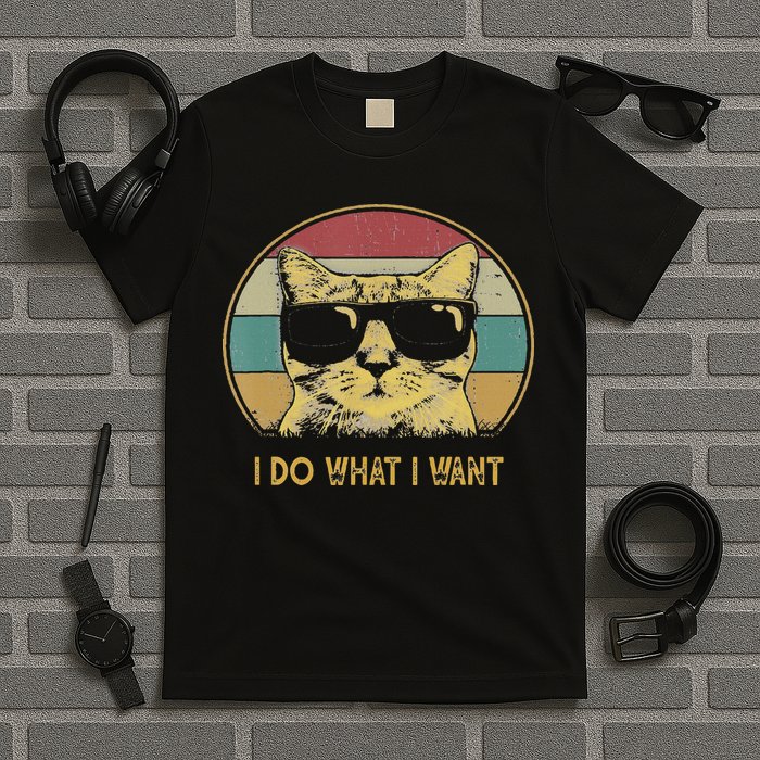 Retro I Do What I Want Cat Funny Cat Lover T-Shirt