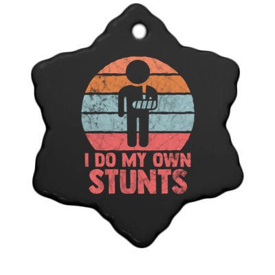 Retro I Do All My Own Stunts Funny Injury Hand Wrist Gift Ceramic Star Ornament