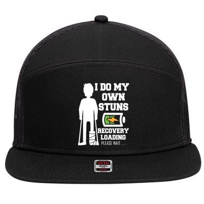 Retro I Do All My Own Stunts Recovery Loading Please Wait...Gift 7 Panel Mesh Trucker Snapback Hat