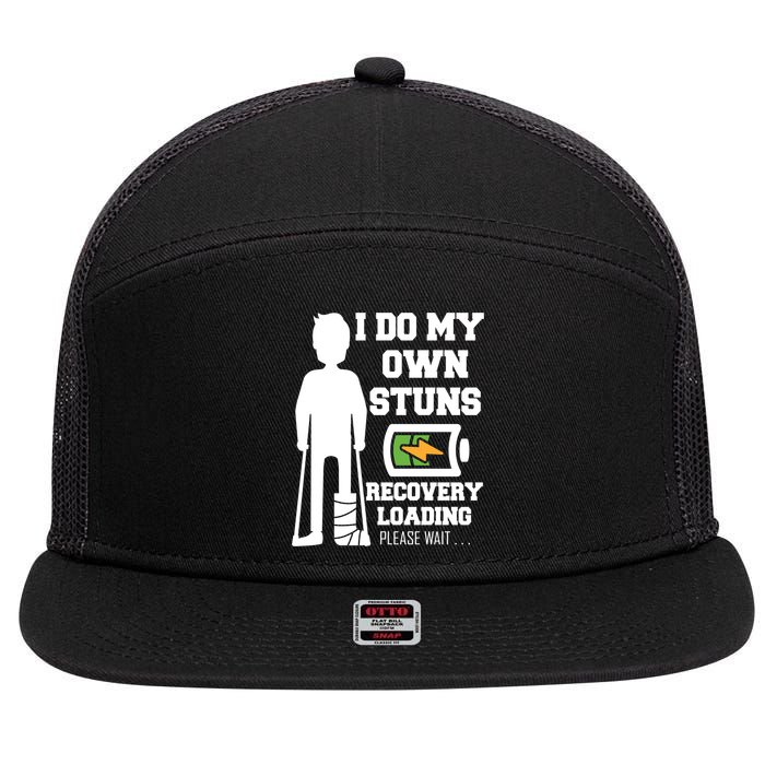 Retro I Do All My Own Stunts Recovery Loading Please Wait...Gift 7 Panel Mesh Trucker Snapback Hat