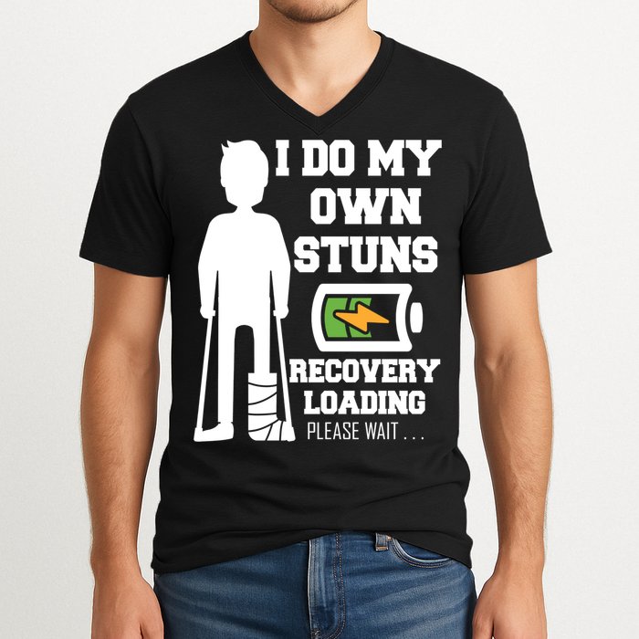 Retro I Do All My Own Stunts Recovery Loading Please Wait...Gift V-Neck T-Shirt