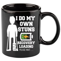 Retro I Do All My Own Stunts Recovery Loading Please Wait...Gift 11oz C Handle Ceramic Mug