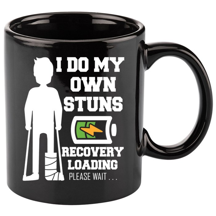 Retro I Do All My Own Stunts Recovery Loading Please Wait...Gift 11oz C Handle Ceramic Mug