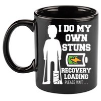 Retro I Do All My Own Stunts Recovery Loading Please Wait...Gift 11oz C Handle Ceramic Mug