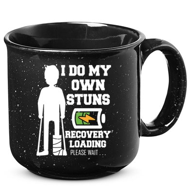 Retro I Do All My Own Stunts Recovery Loading Please Wait...Gift 15oz Campfire Ceramic Mug