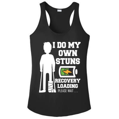 Retro I Do All My Own Stunts Recovery Loading Please Wait...Gift Ladies PosiCharge Competitor Racerback Tank