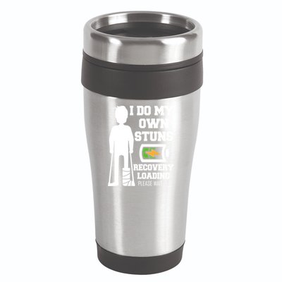 Retro I Do All My Own Stunts Recovery Loading Please Wait...Gift 16oz Travel Tumbler