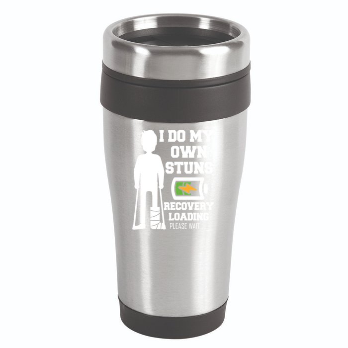 Retro I Do All My Own Stunts Recovery Loading Please Wait...Gift 16oz Travel Tumbler