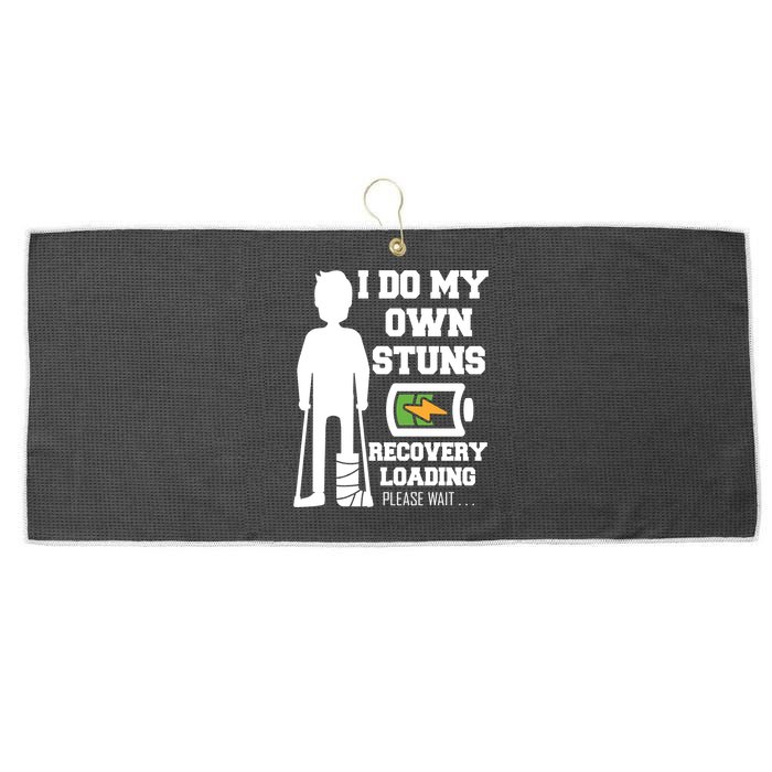 Retro I Do All My Own Stunts Recovery Loading Please Wait...Gift Large Microfiber Waffle Golf Towel