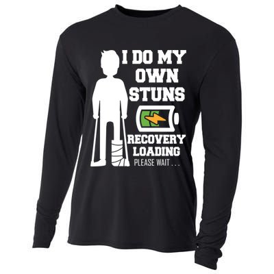 Retro I Do All My Own Stunts Recovery Loading Please Wait...Gift Cooling Performance Long Sleeve Crew