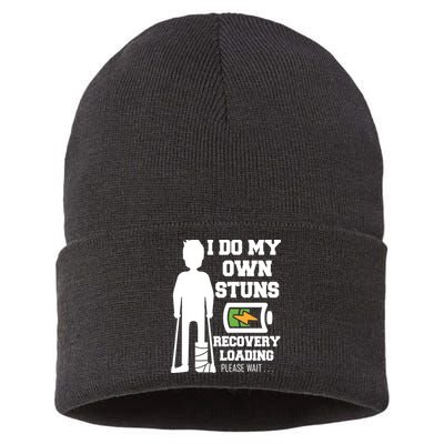 Retro I Do All My Own Stunts Recovery Loading Please Wait...Gift Sustainable Knit Beanie