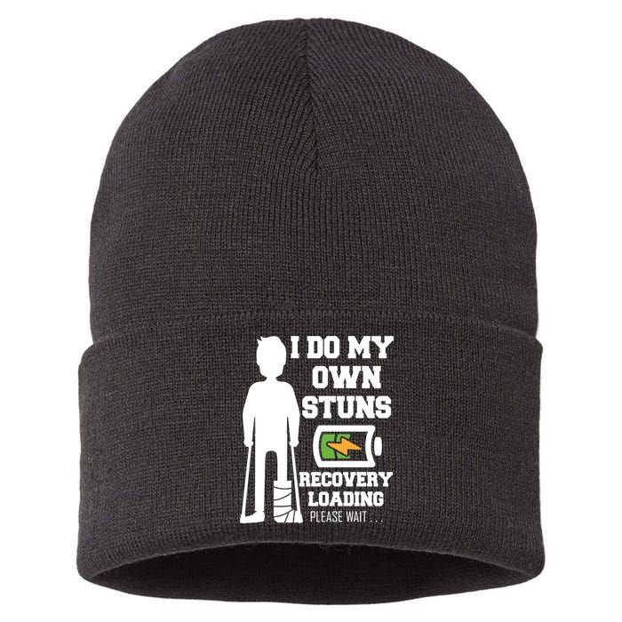 Retro I Do All My Own Stunts Recovery Loading Please Wait...Gift Sustainable Knit Beanie