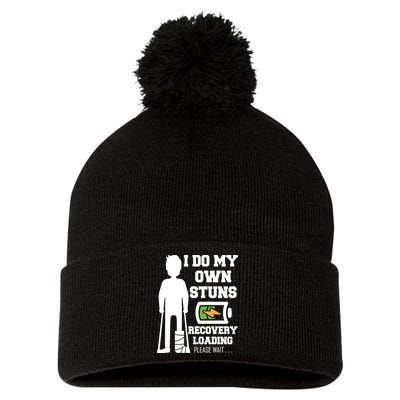 Retro I Do All My Own Stunts Recovery Loading Please Wait...Gift Pom Pom 12in Knit Beanie