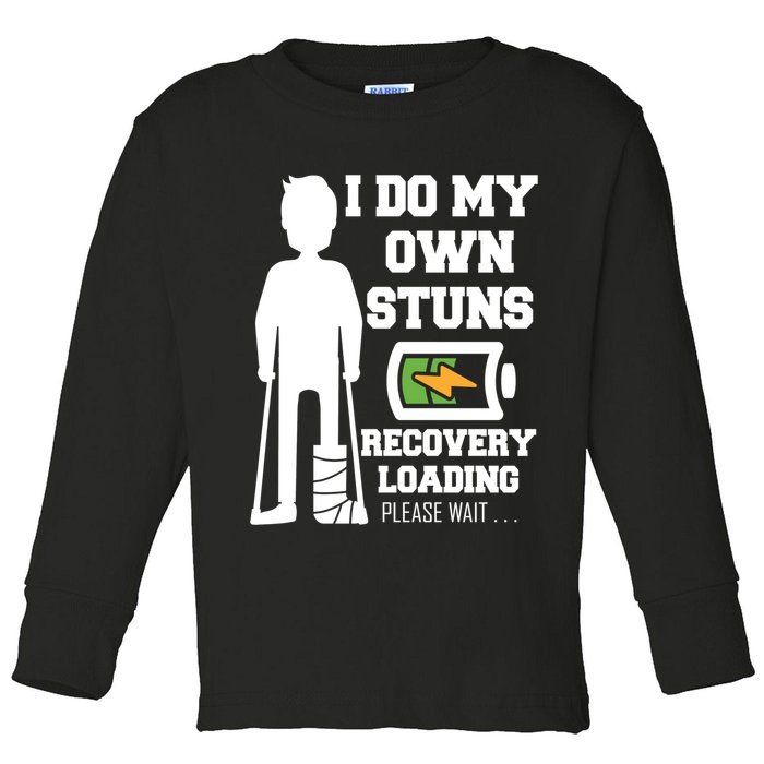 Retro I Do All My Own Stunts Recovery Loading Please Wait...Gift Toddler Long Sleeve Shirt