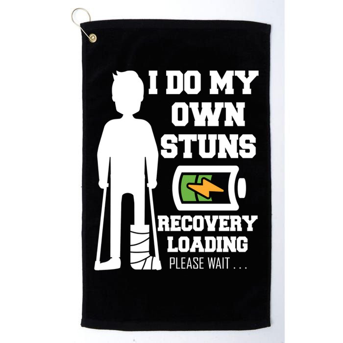 Retro I Do All My Own Stunts Recovery Loading Please Wait...Gift Golf Towel