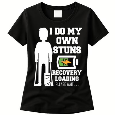 Retro I Do All My Own Stunts Recovery Loading Please Wait...Gift Womens T-Shirt