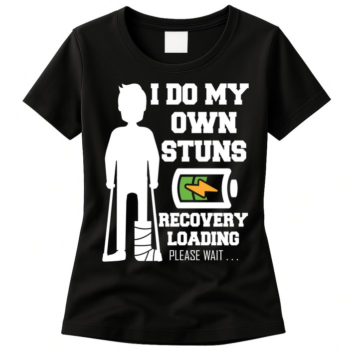 Retro I Do All My Own Stunts Recovery Loading Please Wait...Gift Womens T-Shirt