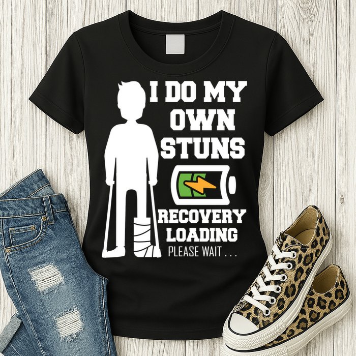 Retro I Do All My Own Stunts Recovery Loading Please Wait...Gift Womens T-Shirt