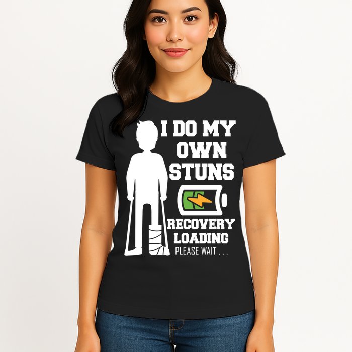 Retro I Do All My Own Stunts Recovery Loading Please Wait...Gift Womens T-Shirt