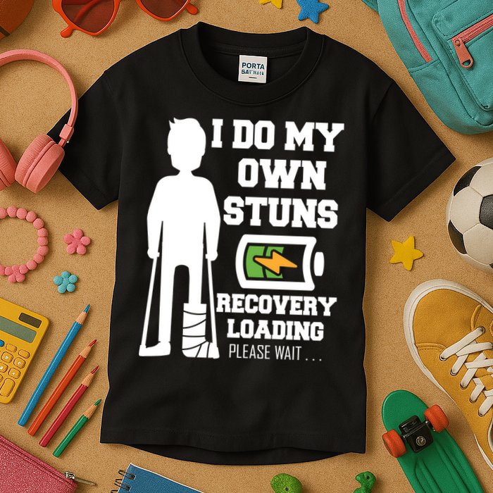 Retro I Do All My Own Stunts Recovery Loading Please Wait...Gift Kids T-Shirt