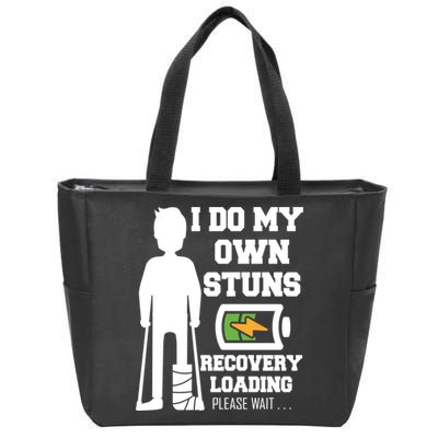 Retro I Do All My Own Stunts Recovery Loading Please Wait...Gift Zip Tote Bag