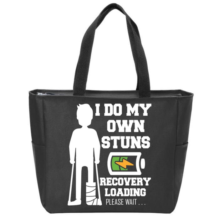 Retro I Do All My Own Stunts Recovery Loading Please Wait...Gift Zip Tote Bag