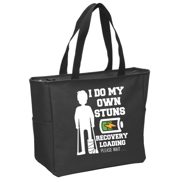 Retro I Do All My Own Stunts Recovery Loading Please Wait...Gift Zip Tote Bag