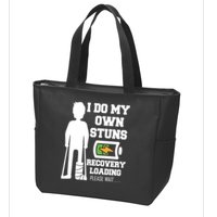 Retro I Do All My Own Stunts Recovery Loading Please Wait...Gift Zip Tote Bag