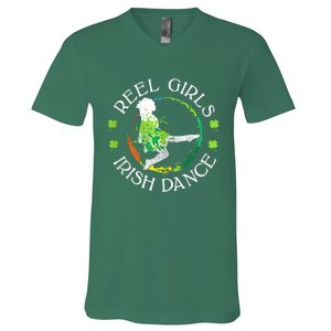 Reel Irish Dance Family Color St Patricks Day Shamrock V-Neck T-Shirt