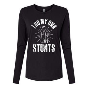 Retro I Do My Own Stunts Funny Injury Funny Gift Womens Cotton Relaxed Long Sleeve T-Shirt