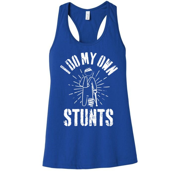 Retro I Do My Own Stunts Funny Injury Funny Gift Women's Racerback Tank