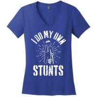 Retro I Do My Own Stunts Funny Injury Funny Gift Women's V-Neck T-Shirt