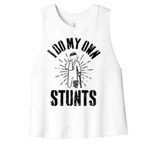 Retro I Do My Own Stunts Funny Injury Funny Gift Women's Racerback Cropped Tank