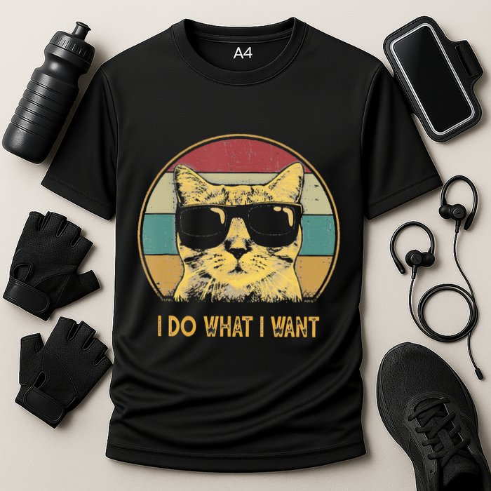 Retro I Do What I Want Cat Funny Cat Lover Performance Shirt