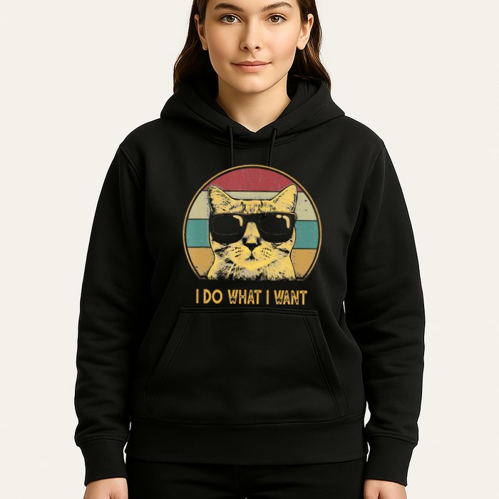Retro I Do What I Want Cat Funny Cat Lover Hoodie