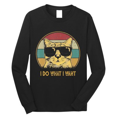 Retro I Do What I Want Cat Funny Cat Lover Long Sleeve Shirt