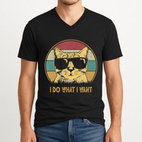 Retro I Do What I Want Cat Funny Cat Lover V-Neck T-Shirt