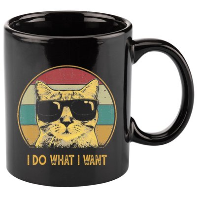 Retro I Do What I Want Cat Funny Cat Lover 11oz C Handle Ceramic Mug