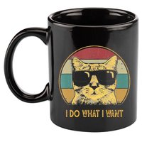 Retro I Do What I Want Cat Funny Cat Lover 11oz C Handle Ceramic Mug