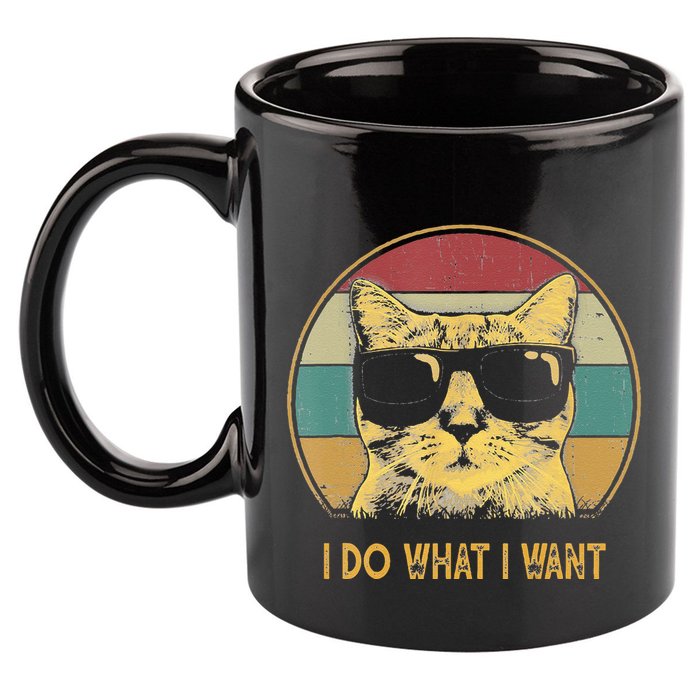 Retro I Do What I Want Cat Funny Cat Lover 11oz C Handle Ceramic Mug