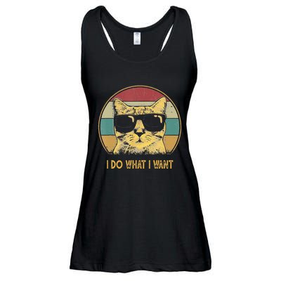 Retro I Do What I Want Cat Funny Cat Lover Ladies Essential Flowy Tank