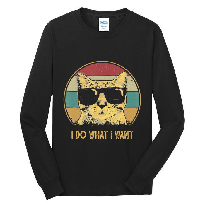 Retro I Do What I Want Cat Funny Cat Lover Tall Long Sleeve T-Shirt