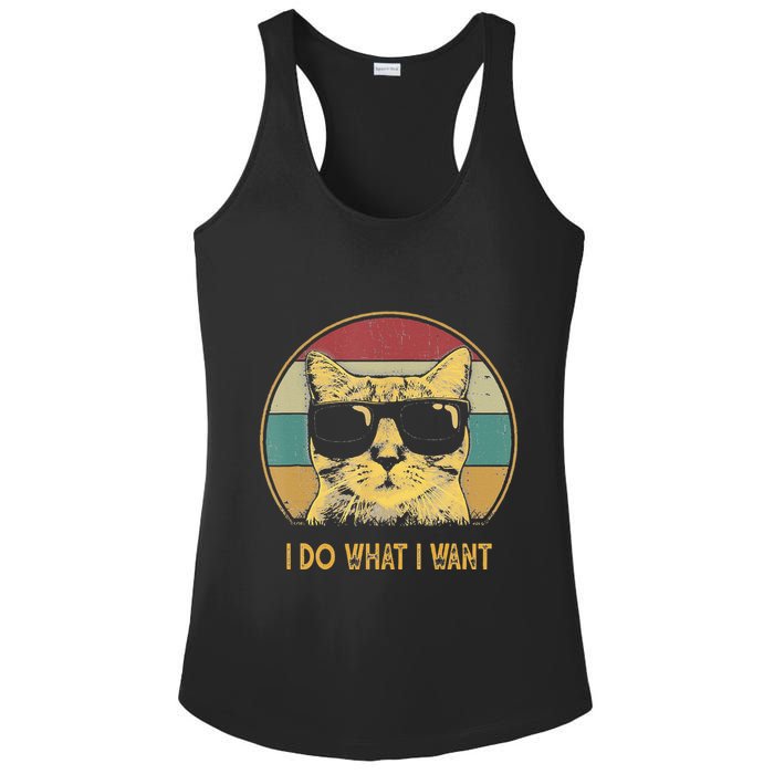 Retro I Do What I Want Cat Funny Cat Lover Ladies PosiCharge Competitor Racerback Tank