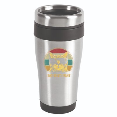 Retro I Do What I Want Cat Funny Cat Lover 16oz Travel Tumbler