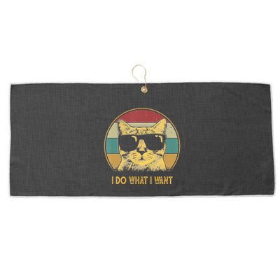 Retro I Do What I Want Cat Funny Cat Lover Large Microfiber Waffle Golf Towel