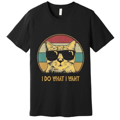 Retro I Do What I Want Cat Funny Cat Lover Premium T-Shirt