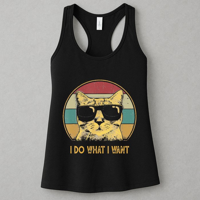 Retro I Do What I Want Cat Funny Cat Lover Womens Tank Top